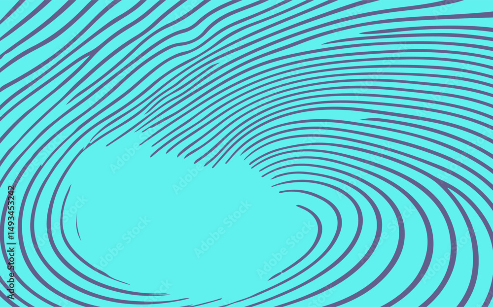 Poster vector illustration showcases bold wavy purple lines on a bright cyan background, capturing a dynami
