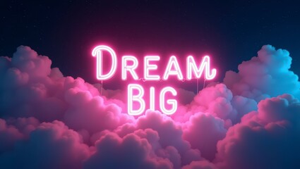 Dream Big: Neon Clouds and Stars