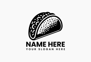 Fototapeta premium Stylized monochrome taco illustration with detailed ingredients in continuous line art style. Mexican restaurant branding 