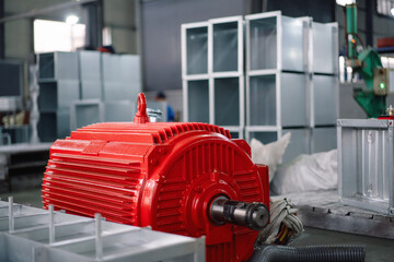 red electric motor  in factory