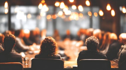 Engaged Audience Attending a Business Presentation in a Modern Conference Room Setting