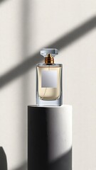 perfume mockup design with clear white bottle.