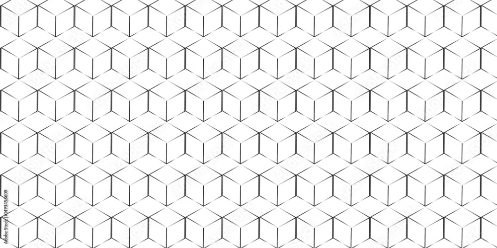 Poster vector seamless pattern with hexagon square cube geometric pattern shapes grid metal element texture
