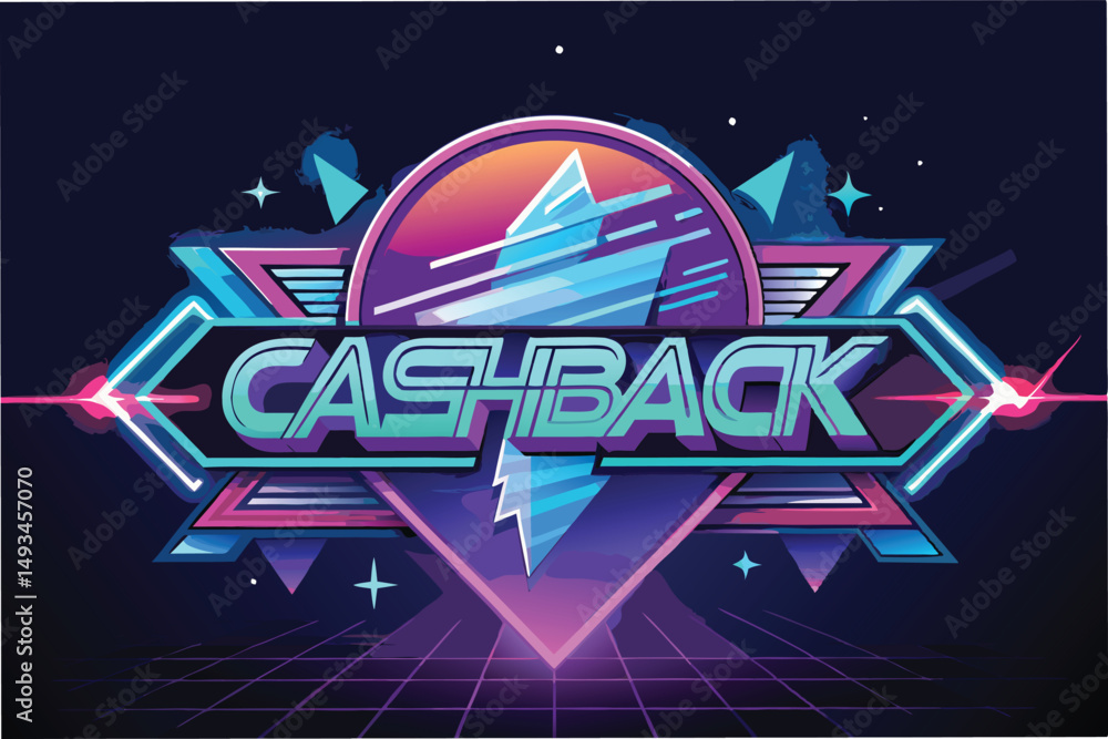 Poster colorful vector illustration featuring a retro design with geometric shapes and vibrant colors that 