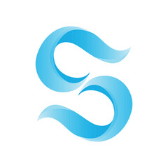 Naklejka premium Abstract Blue Wave S Logo Design Elegant and Modern Branding Element