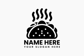 Stylized monochrome taco illustration with detailed ingredients in continuous line art style. Mexican restaurant branding  
