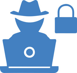 Hacker Laptop Security Icon Blue Graphic