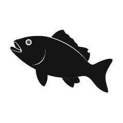 Simple dark fish illustration over plain black background design