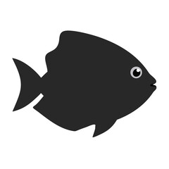 Black and white fish icon on a dark background