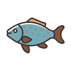 Cartoon Fish Illustration with Blue Body on Black Background