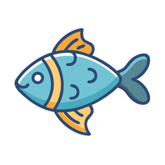 Isolated icon of stylized tropical fish with playful features