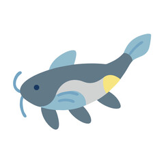 Obraz premium Flat design illustration of a stylized blue catfish