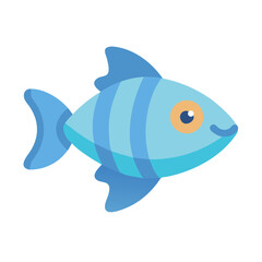 Simple illustration of a blue striped fish on black