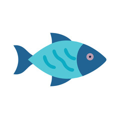 Isolated minimalist blue fish vector on plain black background
