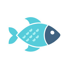 Stylized flat illustration of a fish on black background