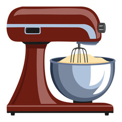 Brown Kitchen Stand Mixer with Batter - Vector Illustration