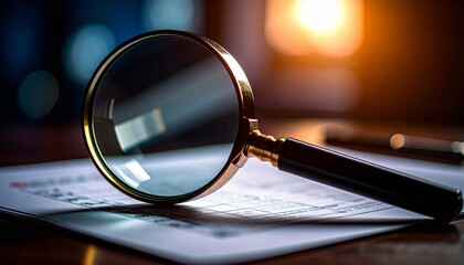 magnifying glass over checklist document, symbolizing quality control, document review