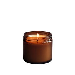  Amber Jar Candle Lit on Transparent Background