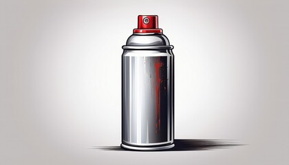 a can of spray paint with a red tip the can is silver and has a red tip isolated on white background