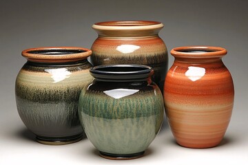 Elegant Clay Vases in Various Tones Arranged on a Minimalist Surface