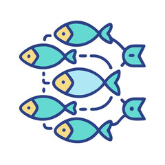 Fototapeta premium School of stylized fish swimming in a circular pattern