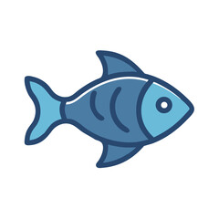 Obraz premium Blue cartoon fish swimming on black background image