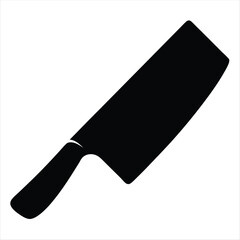 Solid black silhouette of a cleaver on a white background illustration