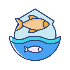 Aquarium fish graphic with two different fish levels