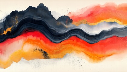 Abstract fluid painting landscape