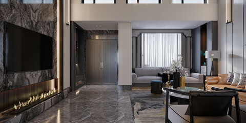 3d render modern living room