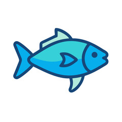 Blue Fish Illustration for Seafood Restaurant Menu Designs