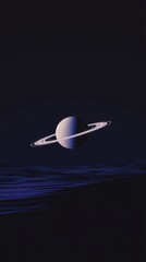 Saturn with its iconic rings against a dark space background