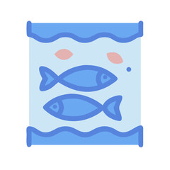 Two fish in an aquarium flat style vector art