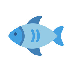 Flat blue fish icon on a black background