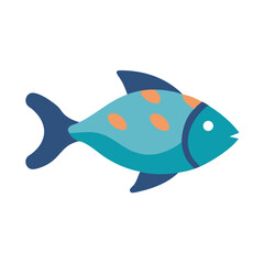 Stylized Fish Illustration on Black Background for Kids