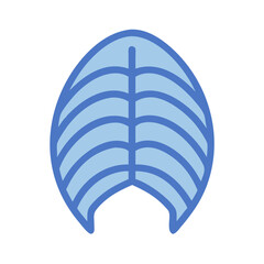 Minimalist blue leaf on solid black background image