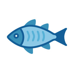 Simple blue fish illustration on a black background