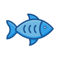 Obraz premium Simple cartoon blue fish on black background