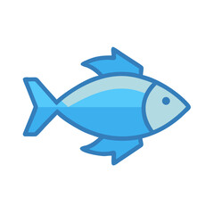 Simple blue fish icon on black background vector