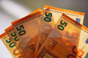 50 euro banknotes are translucent in the light