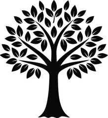 Obraz premium vector tree silhouette with leaves