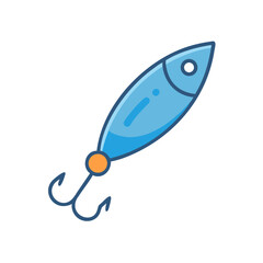 Cartoon fishing lure isolated on a black backdrop