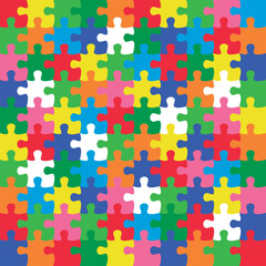 Background with jigsaw puzzle 100 colorful pieces image vector.