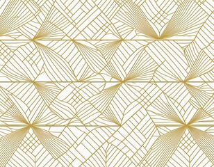 abstract geomatric gold grid line on white background seamless pattern