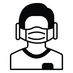 Facial Mask Icon Featuring Man Vector Design