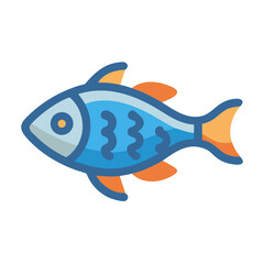 Illustration of a simple blue and orange fish