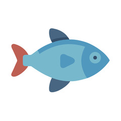 Isolated simple cartoon fish illustration on black background