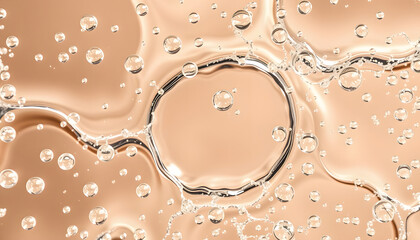 Abstract oil bubbles background. Cosmetic liquid beauty product. Face serum texture, studio photography. with white shades