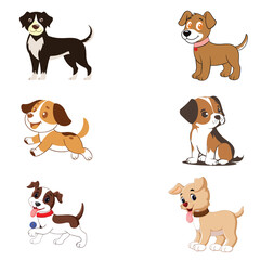 Vector Illustration of Cute Puppies