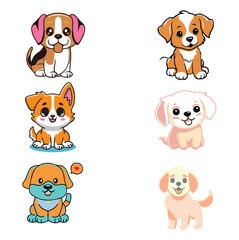  Smiling Cartoon Puppies Dog Vector
